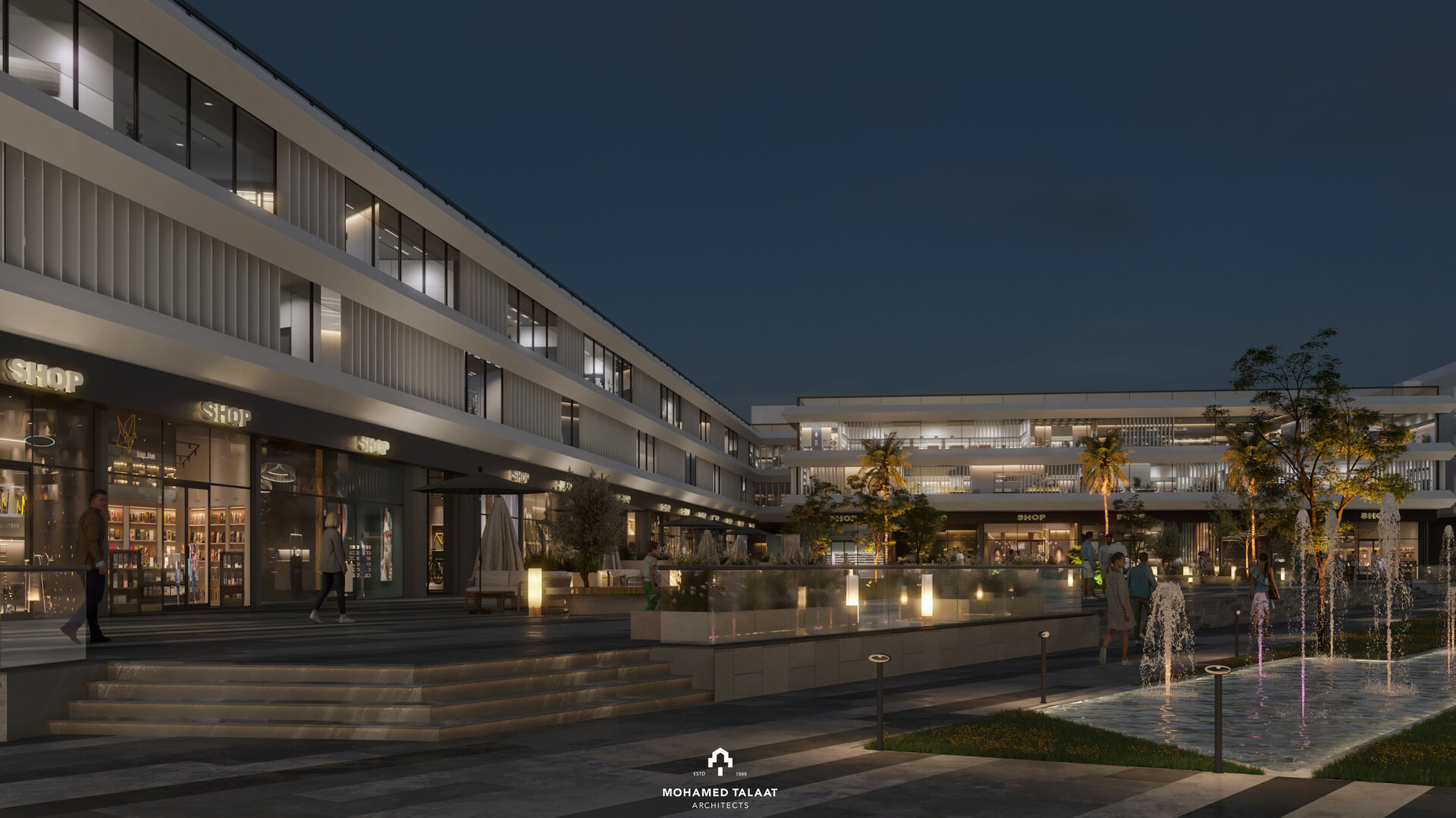 البلازا والنوافير الراقصة